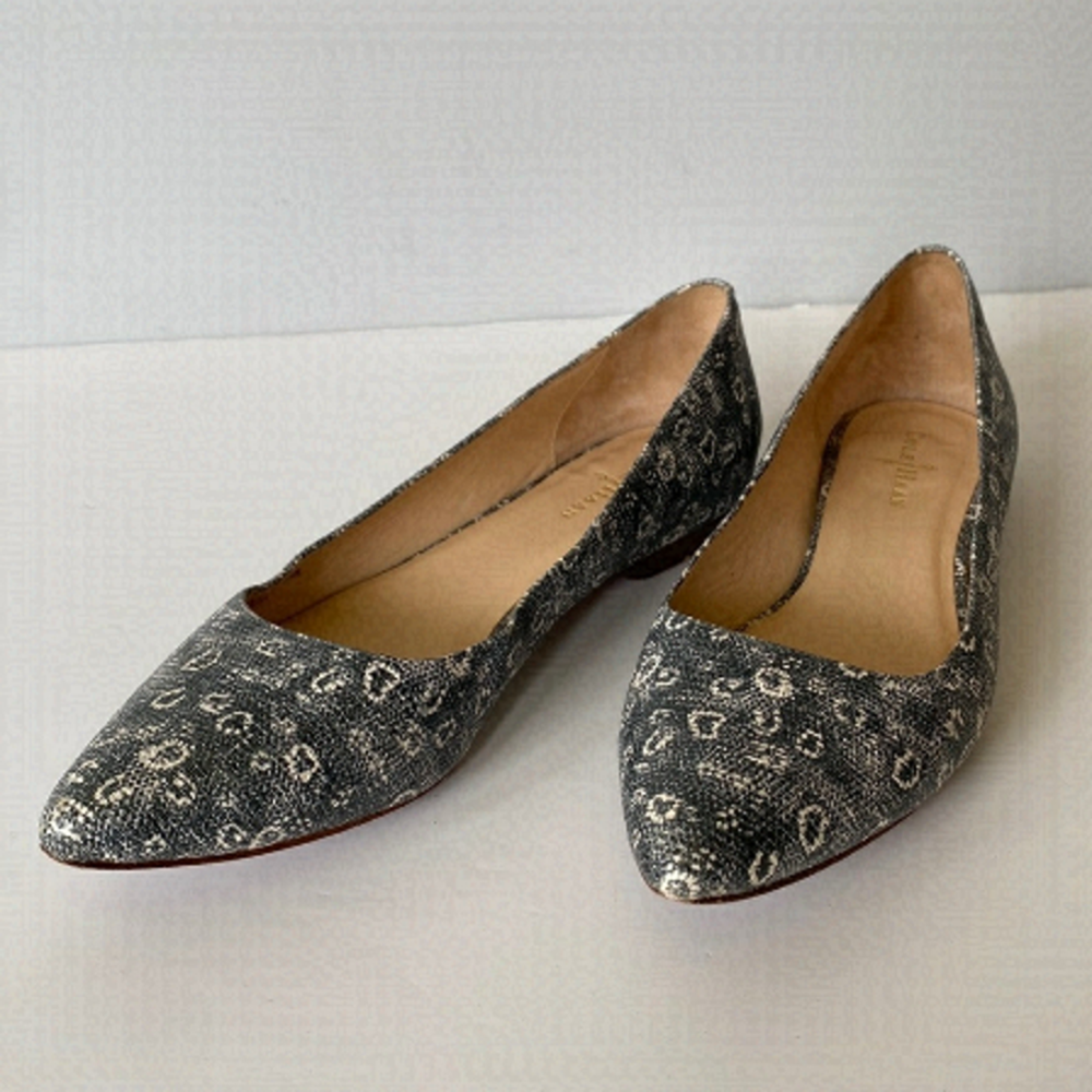 Cole Haan Embossed Leather Magnolia Skimmer Pointed Toe Ballet Flats Sz 5.5